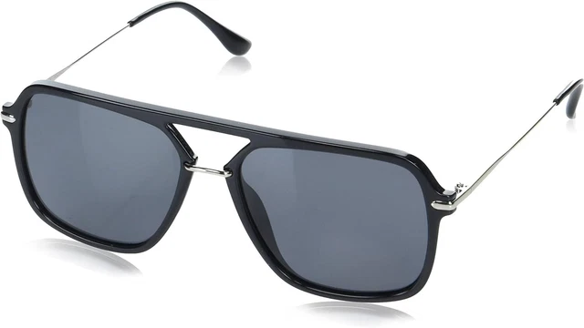 COLE HAAN Men's CH8019 Polarized Pilot Sunglasses, Black, One Size