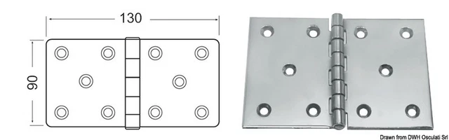Charnière Inox MM 130x90 Marque Osculati 38.822.06