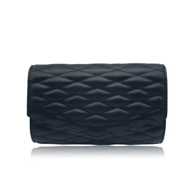 Womens Designer Style Quilted Clutch Bag Ladies Evening Party Handbag Purse