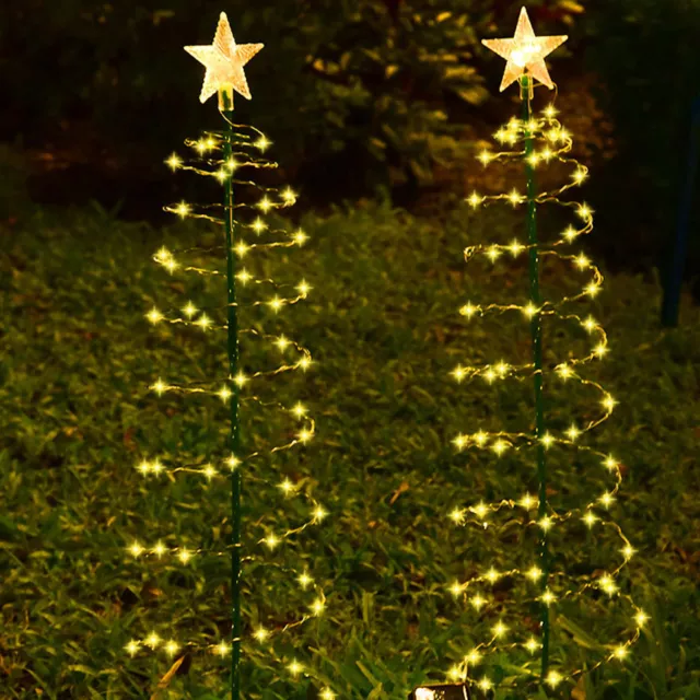 Solar Powered Christmas Tree Lawn Stake Lamp Waterproof for Pathway Lawn Patio