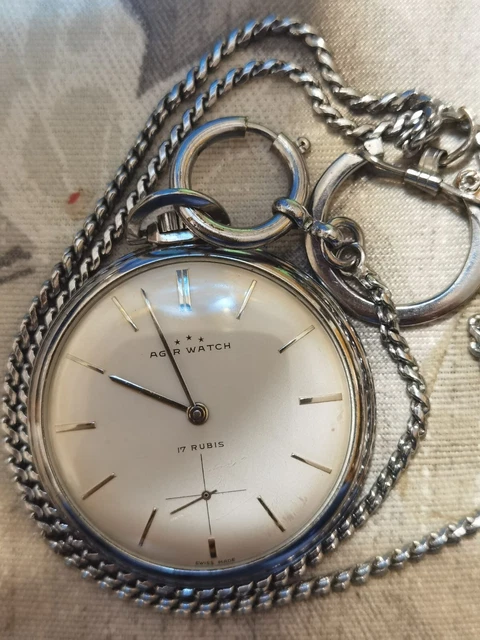 OROLOGIO AGIR WATCH TASCABILE ACCIAIO INOX + Catena