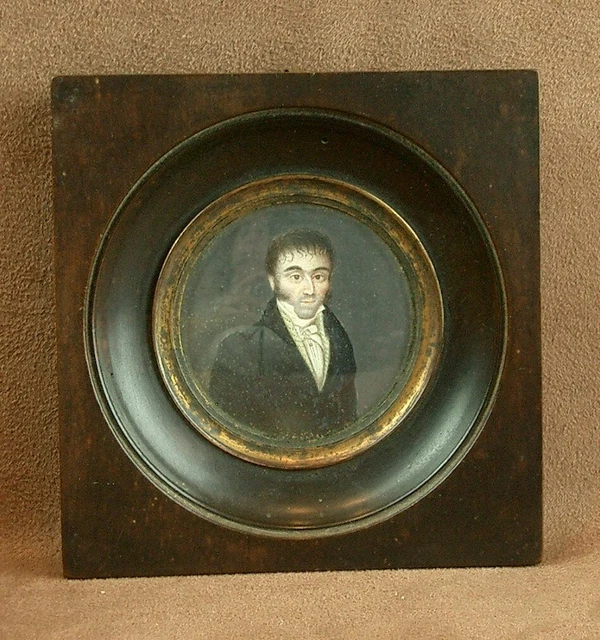 BELLE PEINTURE MINIATURE PORTRAIT D'HOMME du DEBUT DU XIXe