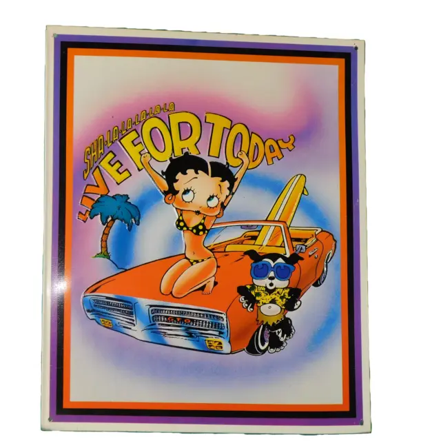 Betty Boop Live for today Metal Sign Embossed Vintage 1996 Great Condition