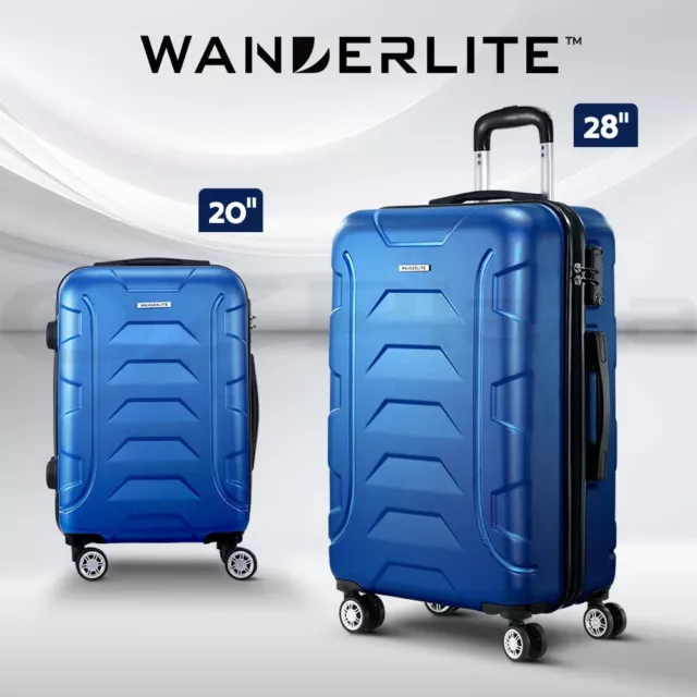 Wanderlite 2pc Luggage Trolley Travel Suitcase Set TSA Hard Case Lightweight