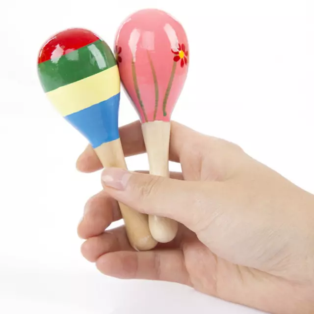 1~10x Wooden Maracas Wooden Shakers Rattle Musical Educational Toys for Kids