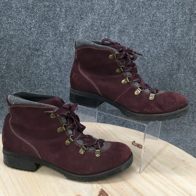 CLARKS BOOTS WOMENS 10 M Faralyn Alpha Ankle Booties Red Leather