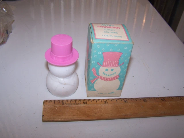 Estate Find - AVON SNOWMAN Pink & White Bottle SONNET COLOGNE - Seems Full