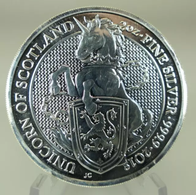 2 oz Unzen Silber Münze Great Britain 2018 Queen`s Beasts Unicorn Piedfort 999.9