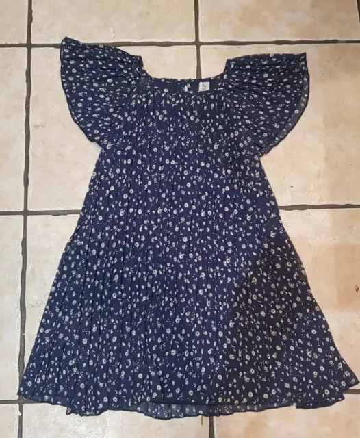 Pretty Girls TU Navy Floral Floaty Pleated Layered Dress Age 6 Years