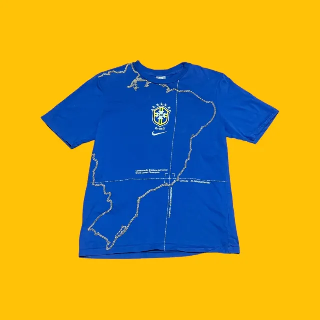 Vintage Nike Brazil Soccer Center Swoosh Football T Shirt Mens Size Medium y2k