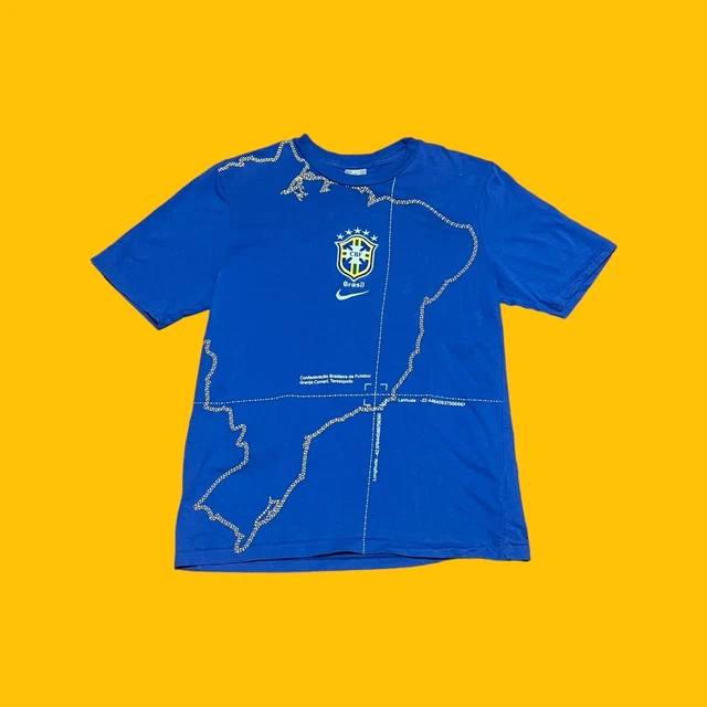 Vintage Nike Brazil Soccer Center Swoosh Football T Shirt Mens Size Medium y2k