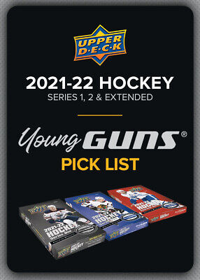 2021-22 Upper Deck Series 1, 2 and Extended Young Guns - Rookie Card Pick List