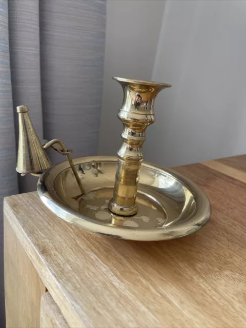 Vintage Brass Candle Holder & Snuffer - By Bel Made In England