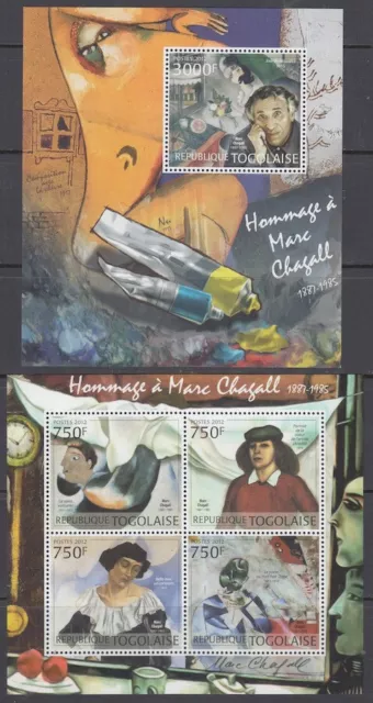 TOGO Sc # TOG001-2  MNH  SOUVENIR SHEET & SHEET of 4 HOMAGE to MARC CHAGALL