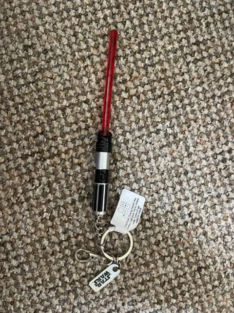 Disney Parks Star Wars Red Lightsaber Darth Vader Keychain Key Ring Brand New 2