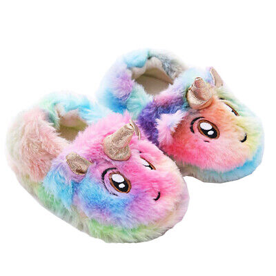 Kids Slippers Plush for Boys Girls Colourful Unicorn Winter Cute Indoor Shoes