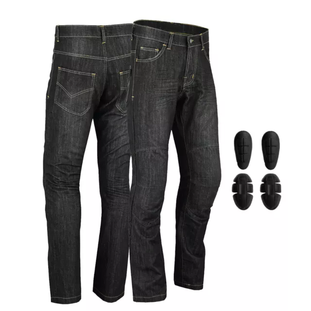 Black Motorbike Pants Cycling Motorcycle Jeans Denim Trousers Free CE Armours UK