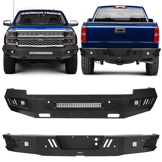 FRONT BUMPER OR Rear Bumper w/120W LED Light Bar Fit Chevy Silverado