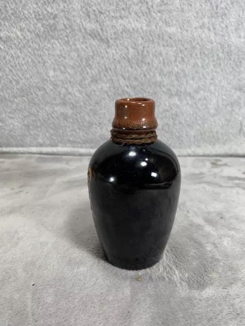 Japanese Sake Jug Black Brown Small 5in Ceramic Stoneware Made In Japan 2