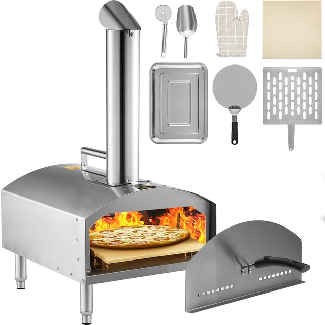 VEVOR Pizzaofen Gas Pizzastein Grillofen Backofen 12" Pizzabackofen Edelstahl