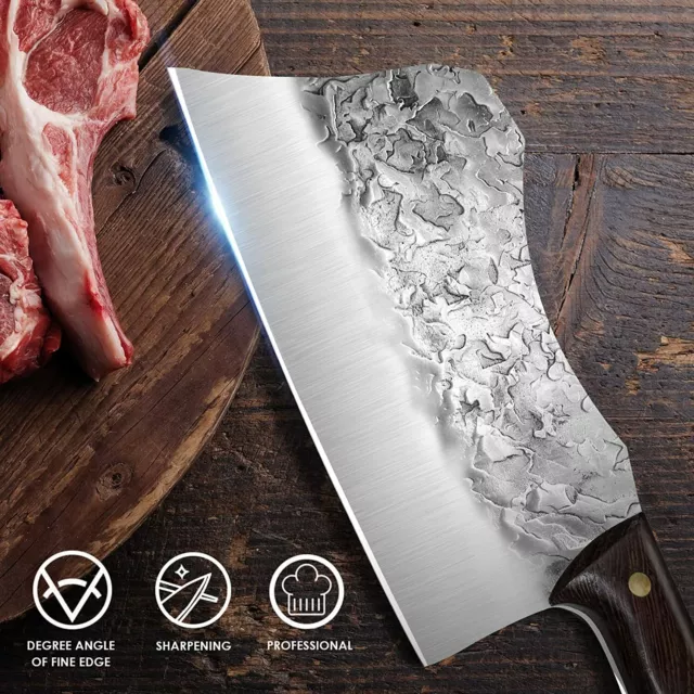 Forged Bone Cutting Knife Handmade Kitchen Butcher Knife Meat Cleaver Chopping 3