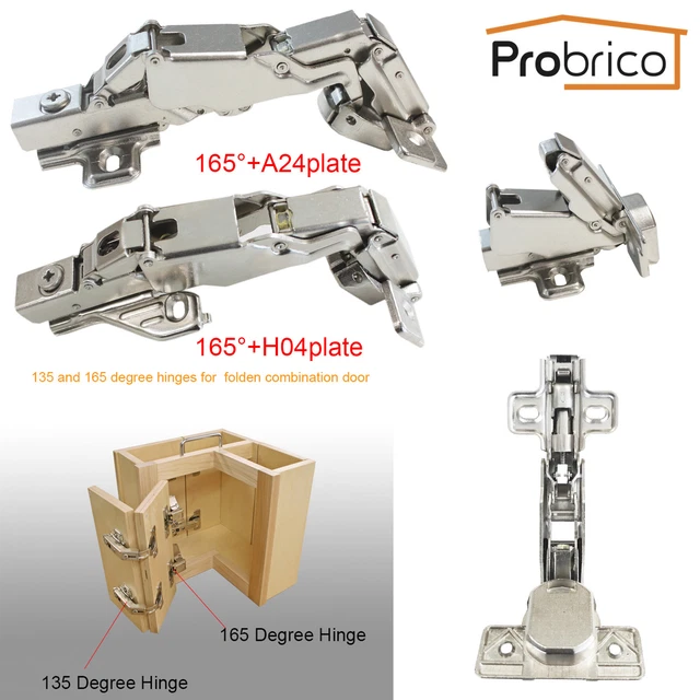 Probrico Kitchen 135/165º Cupboard Corner Folded Cabinet Door Hinges One Pair
