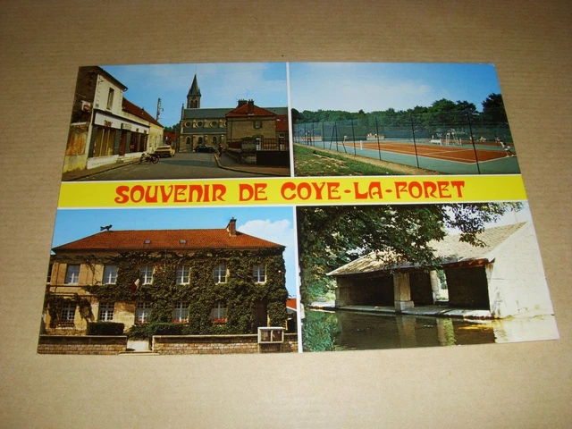 CP CARTE POSTALE OISE COYE la FORET TENNIS LAVOIR MAIRIE GRANDE RUE - VIERGE