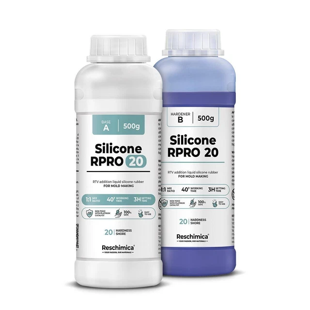 Caucho de silicona líquida para moldes 1:1 R PRO 20, dureza media, no tóxico