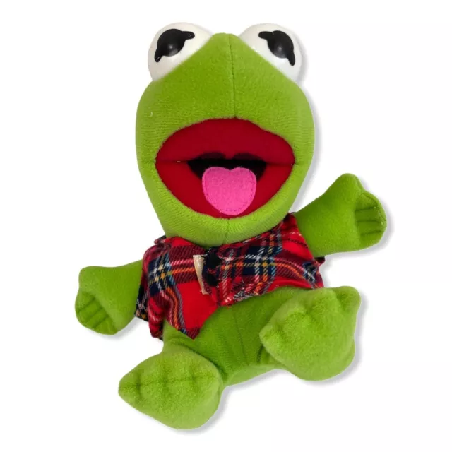 VTG Baby Kermit The Frog In Plaid Vest 7" Plush Doll 1987 Stuffed Animal Toy