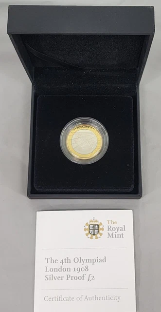 2008 £2 Silver Proof The 4th Olympiad London 1908 Two Pound Coin With COA RARE