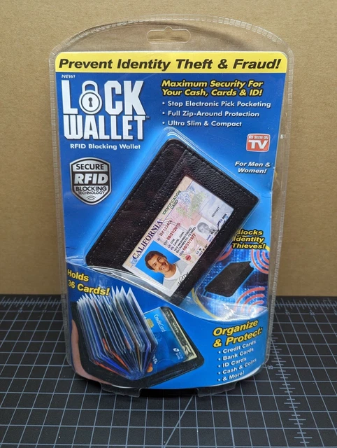 LOCK WALLET - Ultra Slim, As Seen On TV,Secure RFID Blocking Tech,Holds 36 Cards