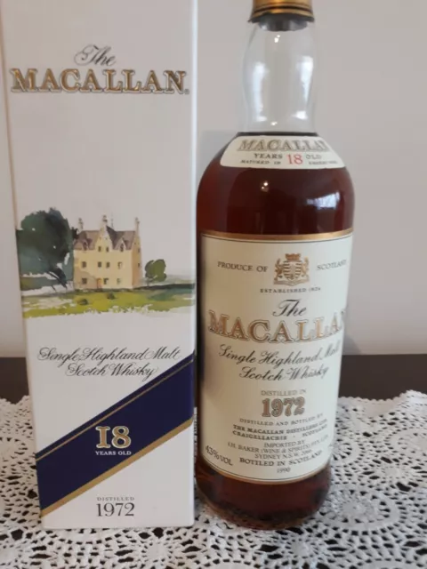 Macallan Single Malt whisky 18 year old 1972 43% ABV - VERY RARE.