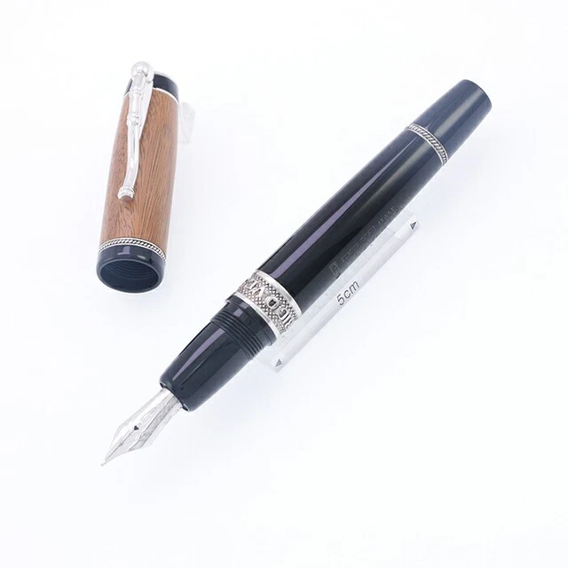 Stylo Plume Delta Vintage - Noir Et Métal Brossé Acier - Plume M - Neuf - Modèle DV80041