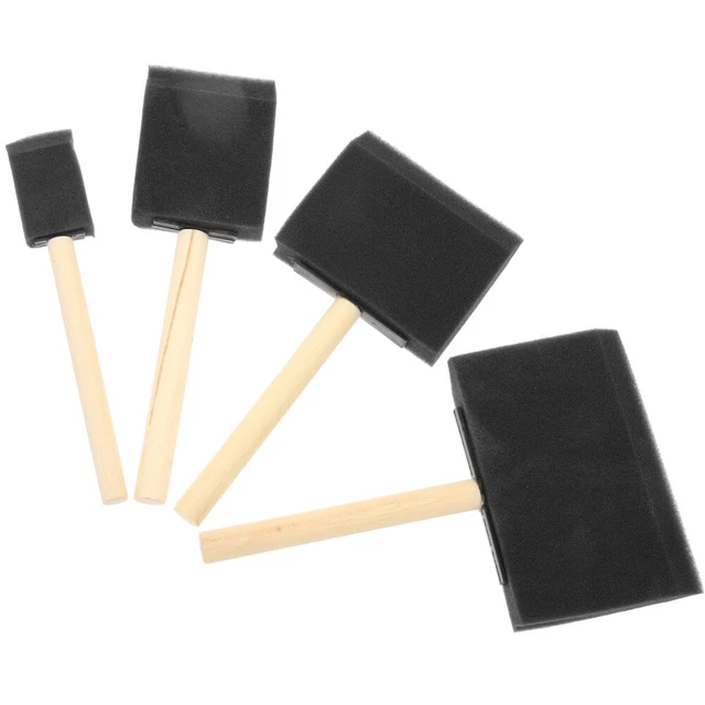 3 juegos de pincel cepillo mango de madera esponja de espuma pinceles portátiles pinturas artesanías