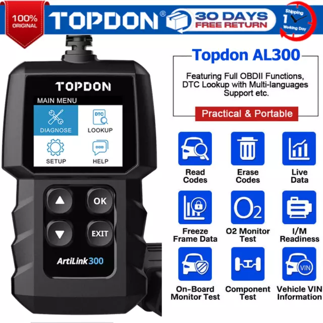 TOPDON AL300 appareil de diagnostic OBD2 outil voiture scanner lecteur d'erreurs