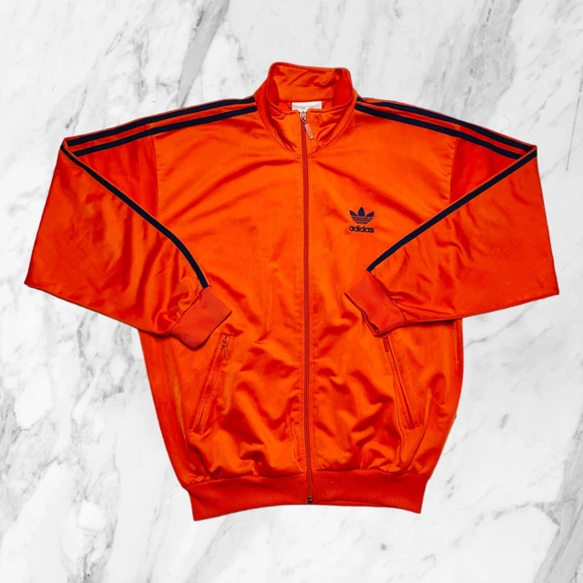 Adidas Vintage Anni 90 Rarissima Felpa Zip Uomo Taglia S Giacca Tuta Arancione