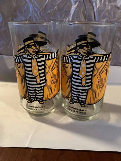 Vintage McDonalds Hamburglar Collectors Series Glass 1970's Set Of 2