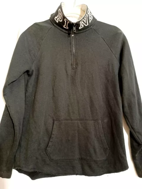 Victoria Secret PINK Cozy Perfect Half Zip S Fleece women embroider logo black
