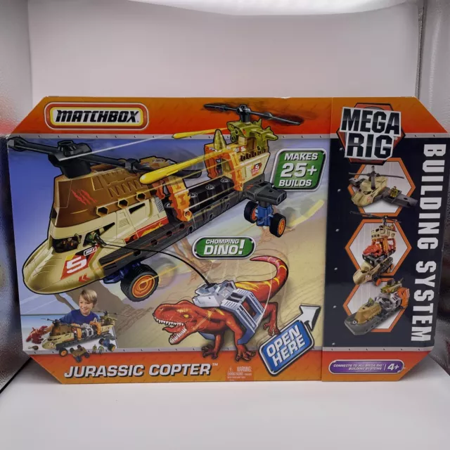 NEW Matchbox Jurassic Copter Play Set Mega Rig Building System Mattel 2010