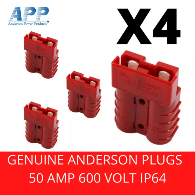 4 x Genuine Anderson APP SB50 Power Plug Cable Connector Red 50A 6AWG