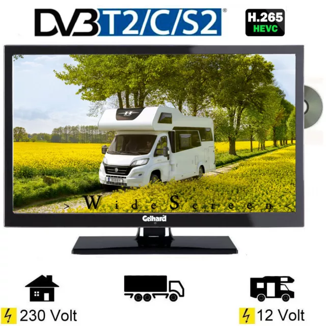 Gelhard GTV2242I LED TV 22 Zoll DVB-S/S2/T2/C, DVD, USB, 12V 230 Volt Wohnmobil