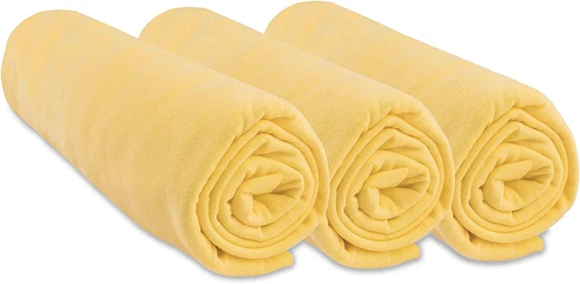 Lot De 3 Draps Housse Bébé Coton Jersey 60X120 Cm | Jaune Paille Uni | Marque Ea