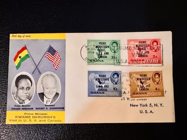 Ghana 1958 FDC KWAME NKRUMAH'S VISIT TO USA AND CANADA ACCRA POSTMARK