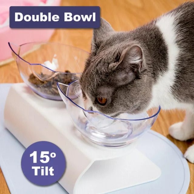 NEW Double Elevated Pet Bowl Cat Dog Feeder Food Water Raised Lifted Stand Bowls