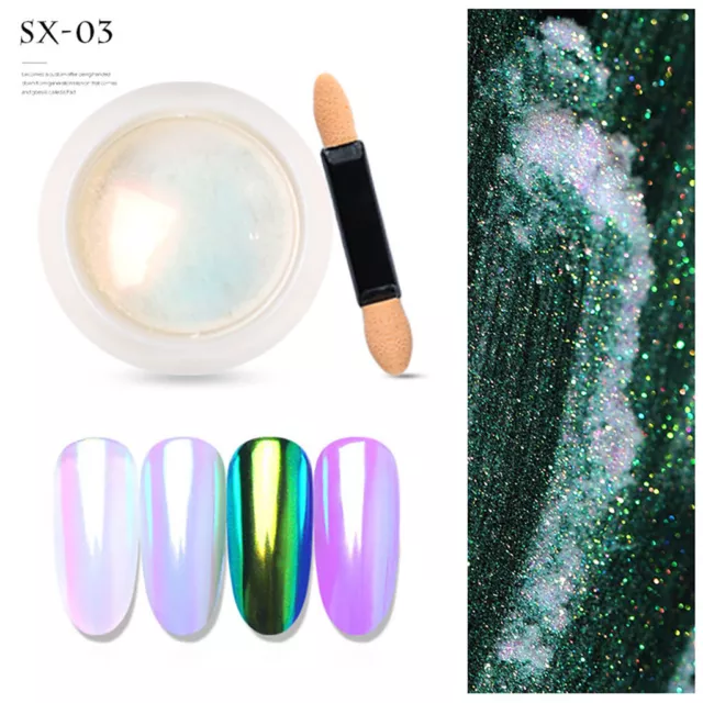 Glitter Powder Effect Nail Powder DIY Polish Nail Art Extension W/Sponge Stick