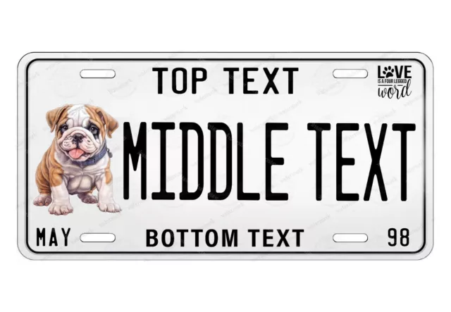 Puppy American Bulldog License Plate Tag Personalized Any State Auto ATV bicycle