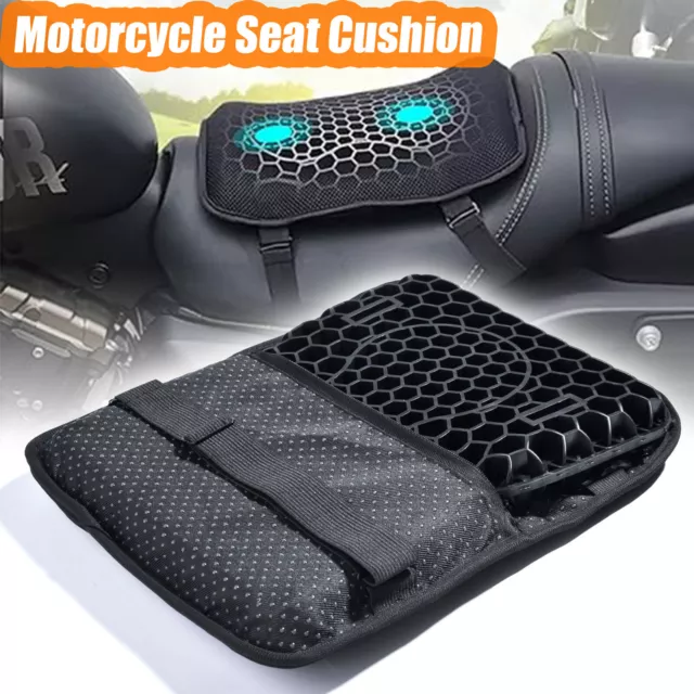 Motorcycle Gel Passenger Seat Cushion 3D Seat Pad w/ Cover Long Ride Comfortable