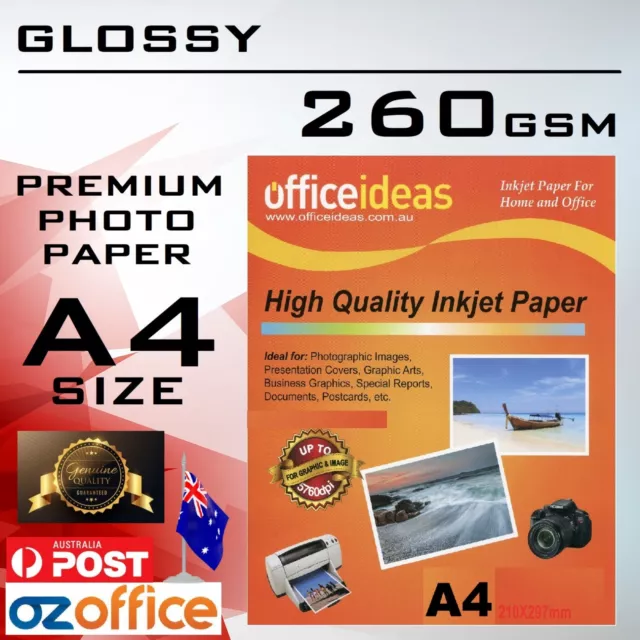 260GSM A4 High Glossy Photo Paper Canon Epson HP Xerox Lexmark Inkjet Printer