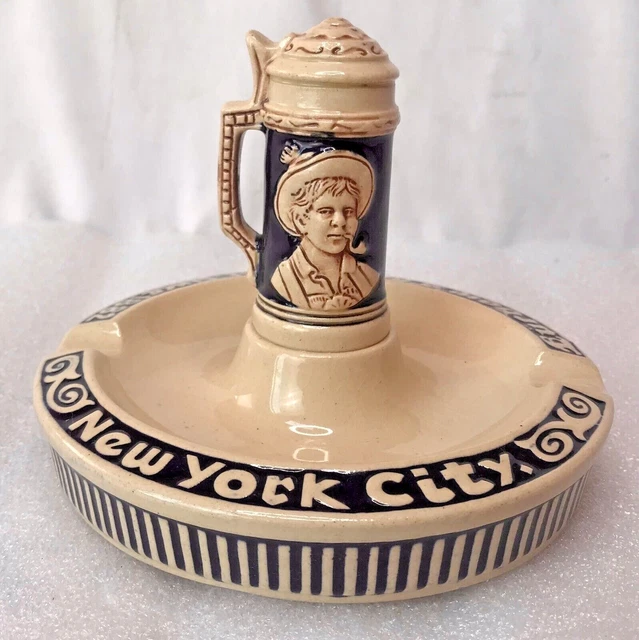 Vintage Luchows Restaurant Nyc German Beer Stein Collectible Porcelain Ash Tray