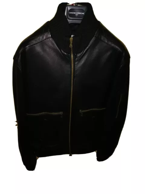 Giubbotto Pelle Uomo Vera Pelle Nero (Taglia 50)